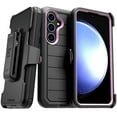 thumbnail image 5 of Rome Tech for Samsung Galaxy S24 (2024) Case with Belt Clip Holster & Kickstand, Dual-Layer Shockproof Case - Black & Blue + 3-Pack Glass Screen Protector, 5 of 12