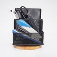 thumbnail image 4 of Fufafayo Rotating Mesh Desk Organizer, 4-Compartment Pen Holder Cosmetic Storage Caddy, Office Desk Organizer for Pencils Makeup Brushes, Rotating Organizer for Vanity Desk Office Home, 4 of 9