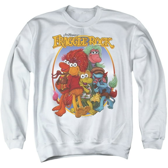 Fraggle Rock Group Hug Adult Crewneck Sweatshirt White