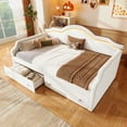 thumbnail image 2 of Euroco Upholstered Twin Size Daybed with 2 Drawers and LED Light, Beige, 2 of 10