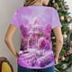 thumbnail image 4 of Mujeres Pantalones Cortos, Moda Impresa Manga Corta Cuello Redondo Camiseta Blusa, Top de Lentejuelas Casual, 4 of 9
