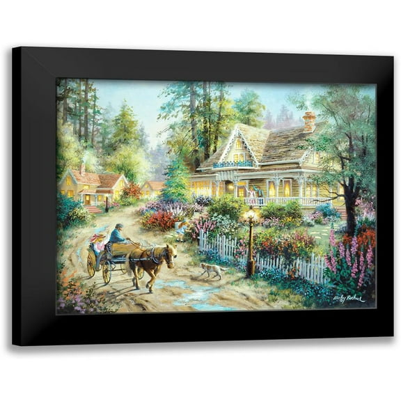 A Country Greeting 14x12 Black Modern Framed Museum Art Print Titled - Boehme, Nicky