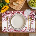 thumbnail image 4 of Red Eucalyptus Leaves Placemats Set of 8, Spring Summer Botanical Placemats for Dining Table, Place Mats for Kitchen Tabletop, Waterproof Wipeable Dining Table Mats Set, 4 of 9