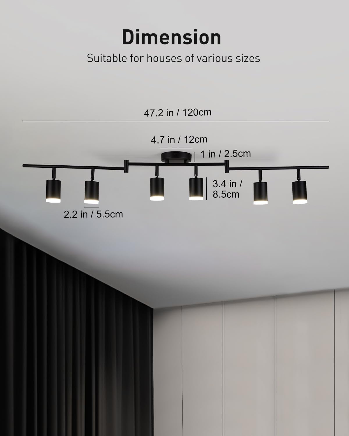 6 black guide lights, flexible rotating LED stand with acrylic ring