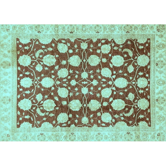 Ahgly Company Indoor Rectangle Abstract Light Blue Modern Area Rugs, 7' x 10'