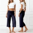 thumbnail image 2 of NAFUU Women Casual Pants Pleated Waist Solid Color Yoga Capri Pants Wide Leg Trousers Leisure Trousers Pants For Women, 2 of 5