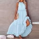 thumbnail image 2 of 2025 Vestido largo sin mangas para mujer, vestido de playa informal con volantes fluidos, vestido de poliéster de cintura alta, tallas S-XXL, 2 of 8