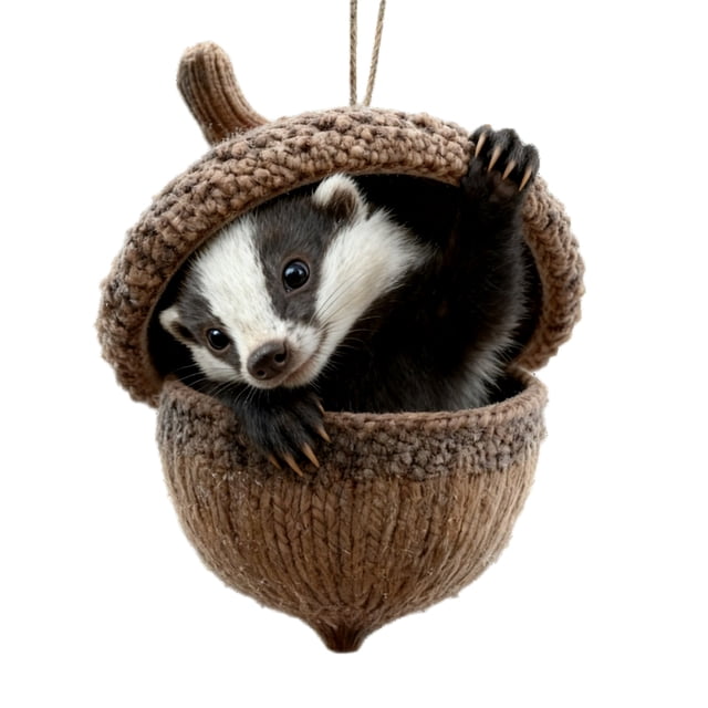 Adornos de animales del bosque con bellotas, colgantes de acrílico en 2D con forma de piña y animales para el árbol de Navidad, adornos navideños acogedores para la decoración del hogar