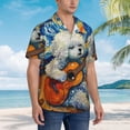 thumbnail image 3 of Honeii Dog Guitar Starry Night Print Men’s Hawaiian Shirt,Classic Button-Down Short Sleeve Shirt, for Beach, Vacation, and Outdoor Activities,Large, 3 of 7