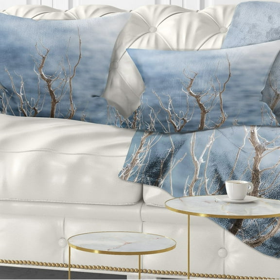 Designart Leafless Winter Branches - Landscape Printed Throw Pillow - 12x20