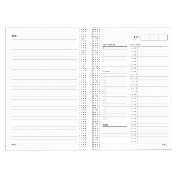 TUL® Discbound Undated Daily Refill Pages, Junior Size, 2 Pages Per Day, 50 Sheets