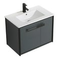 thumbnail image 3 of Fine Fixtures Oakville 30 in. W x 18 in. D x 33 in. H Wall Mounted Bathroom Vanity in Onix Grey with White Ceramic Sink - Black hardware, 3 of 8