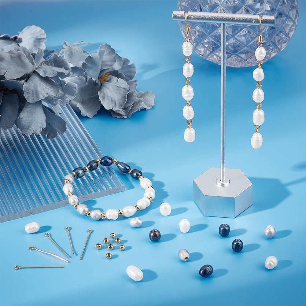 1 box DIY Jewelry Making Finding Kit Including Natural Pearl Loose Beads Iron Eye Pin Brass Round Spacer Beads Mixed color 200pcs/box
