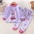 thumbnail image 2 of NOLDARES Toddler Kids Pajamas 2pcs Long Sleeves Pjs Sets Print PJs for Boys Girls Fall Winter Sleepwear 6-12 Months 12-24 Months 2t 3t 4t 5t 6t 7t 8t 9t Children,Purple,3-6 M, 2 of 4