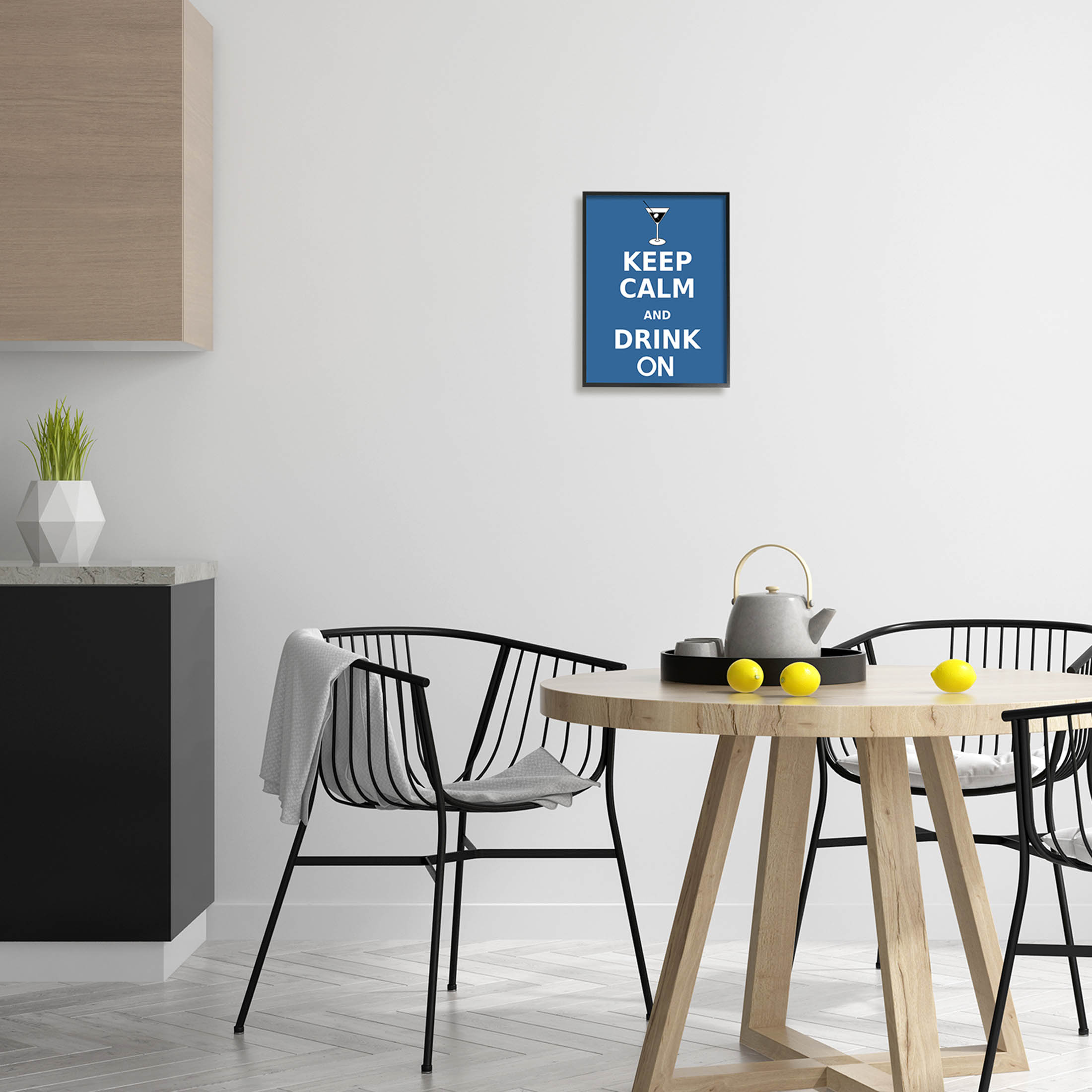 Keep Calm & Drink On Martini Food & Beverage Graphic Art Black Framed Art Print Wall Art