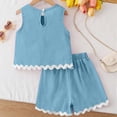 thumbnail image 6 of CYRBOKO Girls Tank Tops and Shorts Two-piece Sets, Casual Sleeveless Elastic Waist Two-piece Girls's Outfit Sets Blue Size 14-15 T, 6 of 8