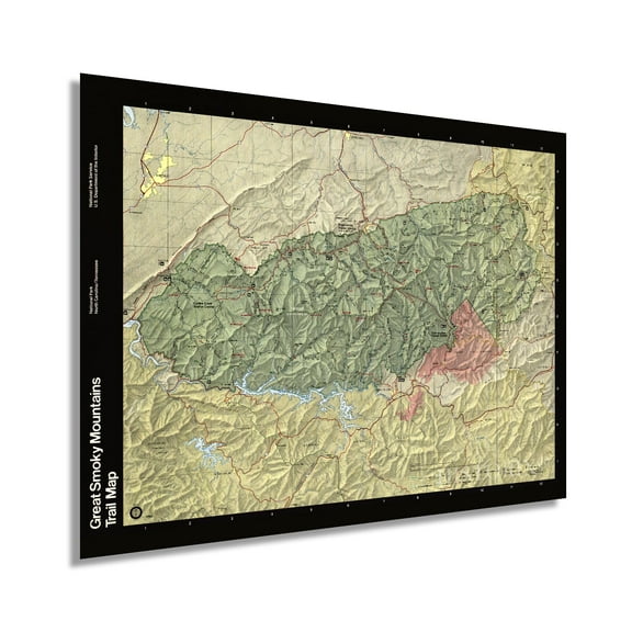 1990 Great Smoky Mountains Trail Map Poster - Smoky Mountains Map - Appalachian Trail Poster - North Carolina Poster - Tennessee Poster - Smoky Mountains Poster