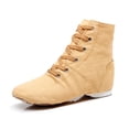 thumbnail image 2 of EliteGoogv Womens Ankle Boots Jazz Dance Shoes Lace Up Booties For Women High Top Round Toe Split Sole Low Heel Training Shoes US: 10 Light Yellow, 2 of 9