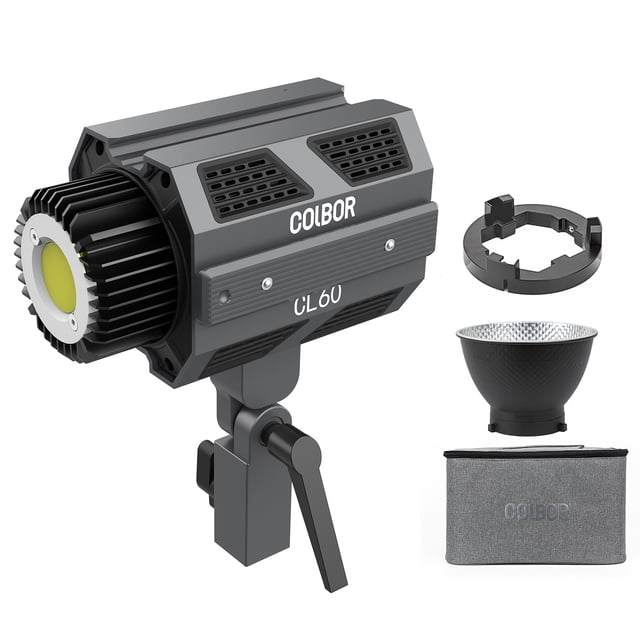 COLBOR COLBOR CL60 Compact Studio LED Video Light 65W Photography Fill Light 2700K-6500K Dimmable CRI97+ 10 Effect Modes APP Remote Control 2 Inch Large LCD Screen with Bowens Mount Reflector Carr