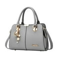 thumbnail image 4 of Bolso de mano para mujer, con cremallera, grande, tipo hobo, tipo cartera, con asa, cruzado Gris, 4 of 9