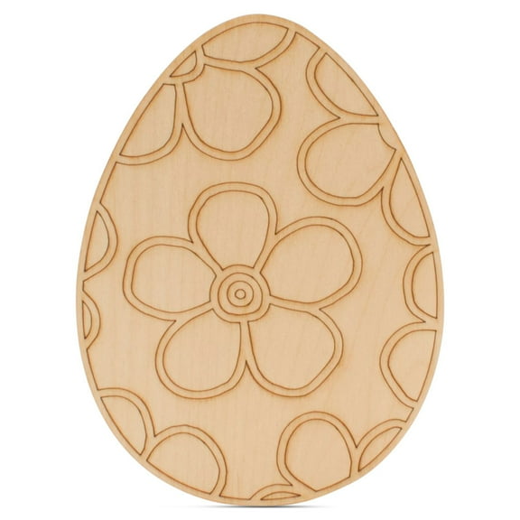 Wooden Eggs for Easter Crafts, Floral, 7-Inch, 1/8 Inch Thick Wood Cutouts, Pack of 25 for Basket Stuffers/Ornaments, by Woodpeckers