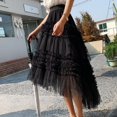 thumbnail image 3 of SHTXOZHI Womens A-Line Long Tulle Skirts High Waist Mesh Tiered Layered Irregular Party Skirt, 3 of 4