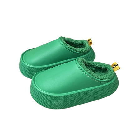 

SIMANLAN Mens Plush Slippers Platform Fuzzy Slipper Fluffy Warm Shoes House Comfort Home Shoe Indoor Slip On Dark Green Slippers 5.5-6