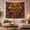 Joyful Sun, variant on Rainbow Bubble Lettering on Black with Smiling Sun and Flowers, Energetic Psychedelic for Teen Girls, Mental Health Wall Art, Housewarming Gift Tapestry Wall Hanging for Bedroom and Dorm