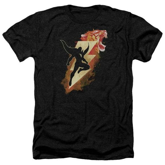 Shazam Movie Tiger Bolt Adult Heather T-Shirt Black