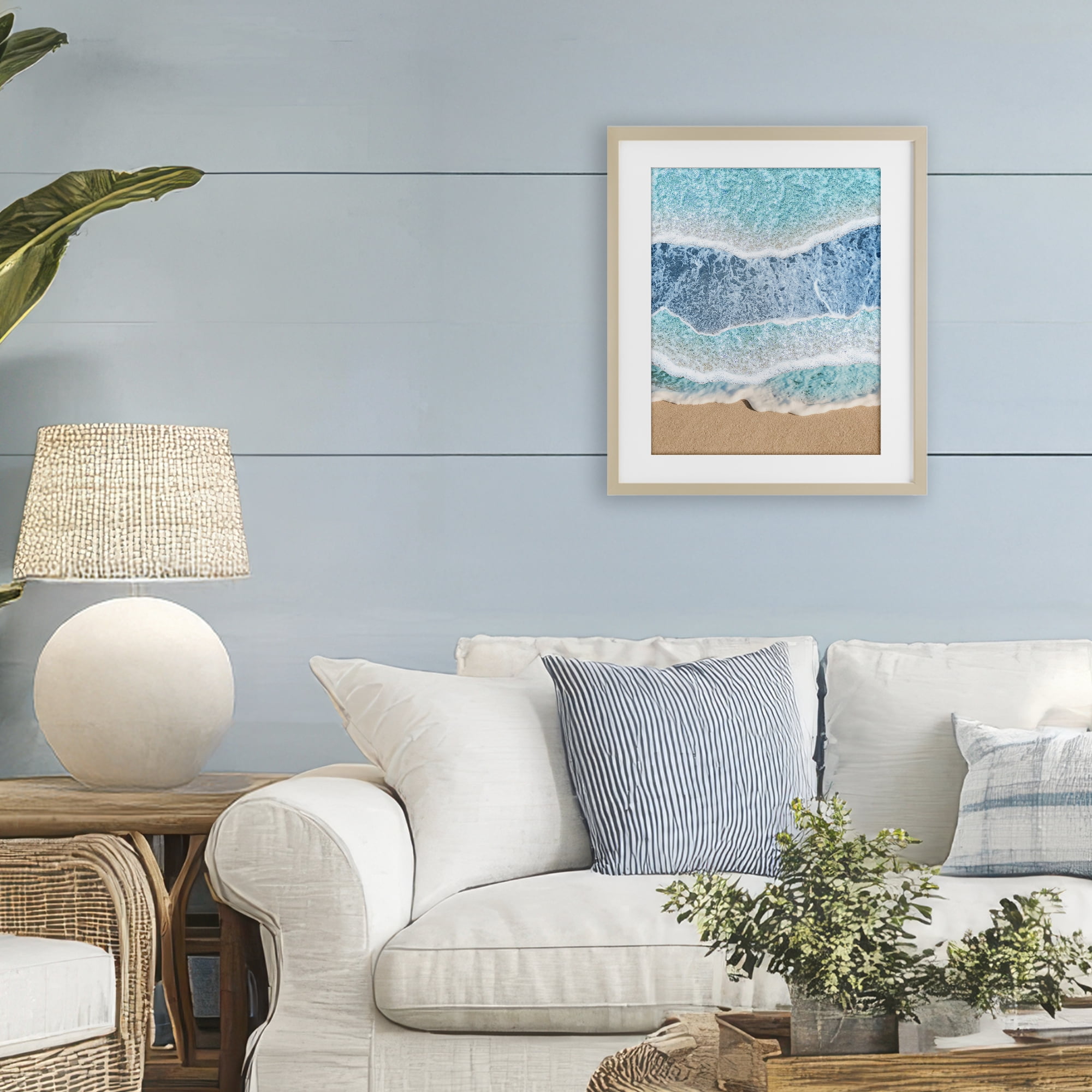 Stupell Industries Overlapping Shore Waves Birch Framed Print Under Glass, design by Jesse Keith