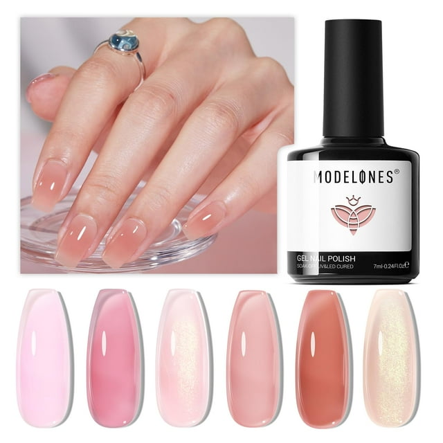 Set de esmaltes de uñas en gel modelones Jelly Gel Polish 6 colores