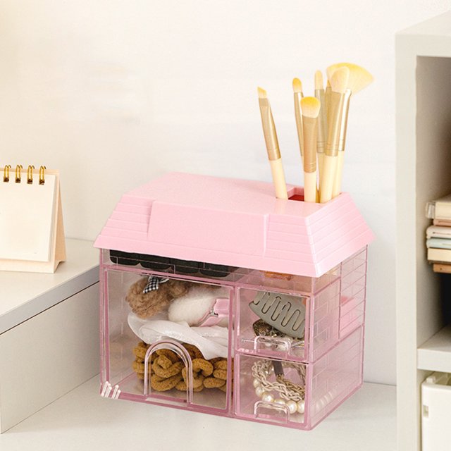 La caja de almacenamiento de escritorio para casa pequeña es adecuada para guardar joyas de escritorio y contenedores de bolígrafos de escritorio Cajas de almacenamiento de escritorio de plástico para