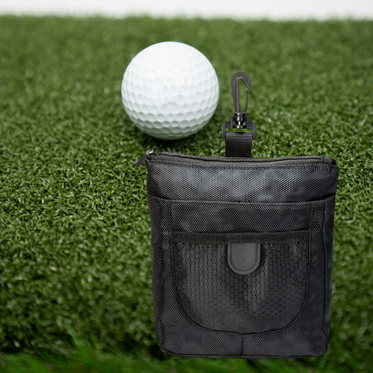 Durable Golf Ball Bag Pouch Golf Accessory Golfer Gifts Waist Sack  Collector Golf Tee Holder Small Polyester Lightweight Portable Black 