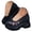 Black, variant on Women's Low Top Wedge Platform Knit Loafers Floral Embroidered Wide Width Breathable Mesh Slip On Casual Shoes White Size 8