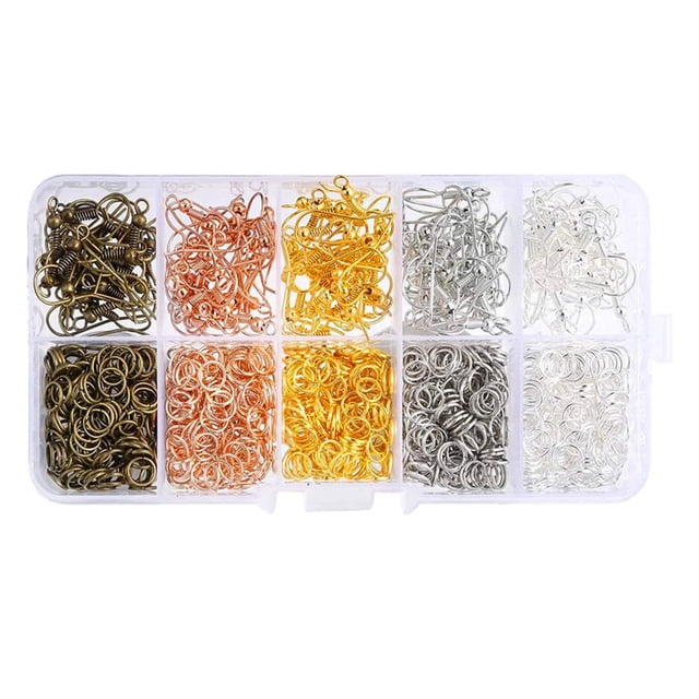 Suministros de herramientas para hacer aretes, 1128 piezas de anillos para hacer joyas, anillos de salto, accesorios de joyería, kit para hacer joyas elaborado con cuidado