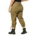 thumbnail image 3 of MODA NOVA Juniors Plus Size Drawstring Elastic Waist Stacked Cargo Pants, 3 of 6