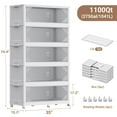 thumbnail image 3 of Broview V60 275Gal Extra Large Stackable Storage Bins with Lid, 1100QT Plastic Containers With Drawers, Folding Closets with 6x Wheels, Collapsible Cabinets Organizers for Home Office, 5Pack White, 3 of 8