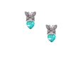 thumbnail image 2 of Delight Jewelry Teal Crystal Heart Silvertone Antiqued Butterfly Post Earrings, 2 of 4