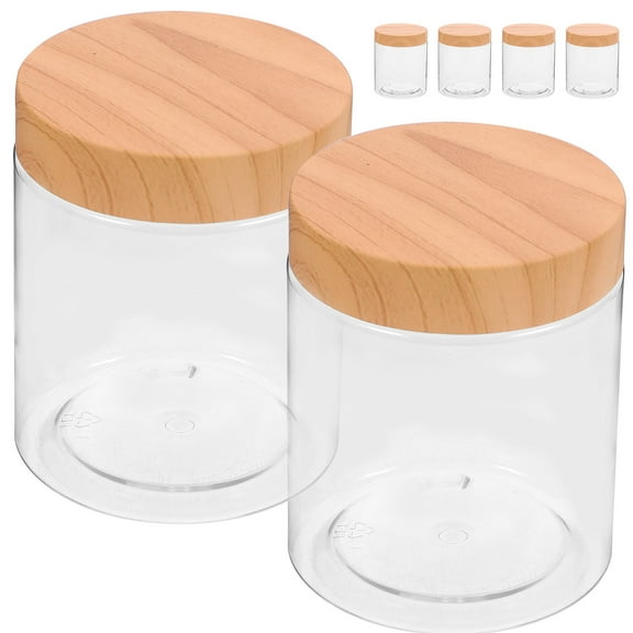 PAMINGONO 6Pcs Clear Plastic Jars Airtight Container for Kitchen Dry Food Storage Home Use