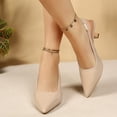 thumbnail image 5 of DIVVce Closed Toe Sandals Women Slingback Block Kitten Heel Pumps Glossy Patent Slip On Formal Wedding Office Dress Event Footwear, 5 of 8
