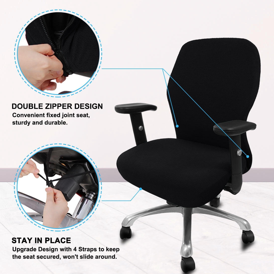 Unique Bargains Stretch Office Chair Cover Armchair Protector Slipcovers Black M