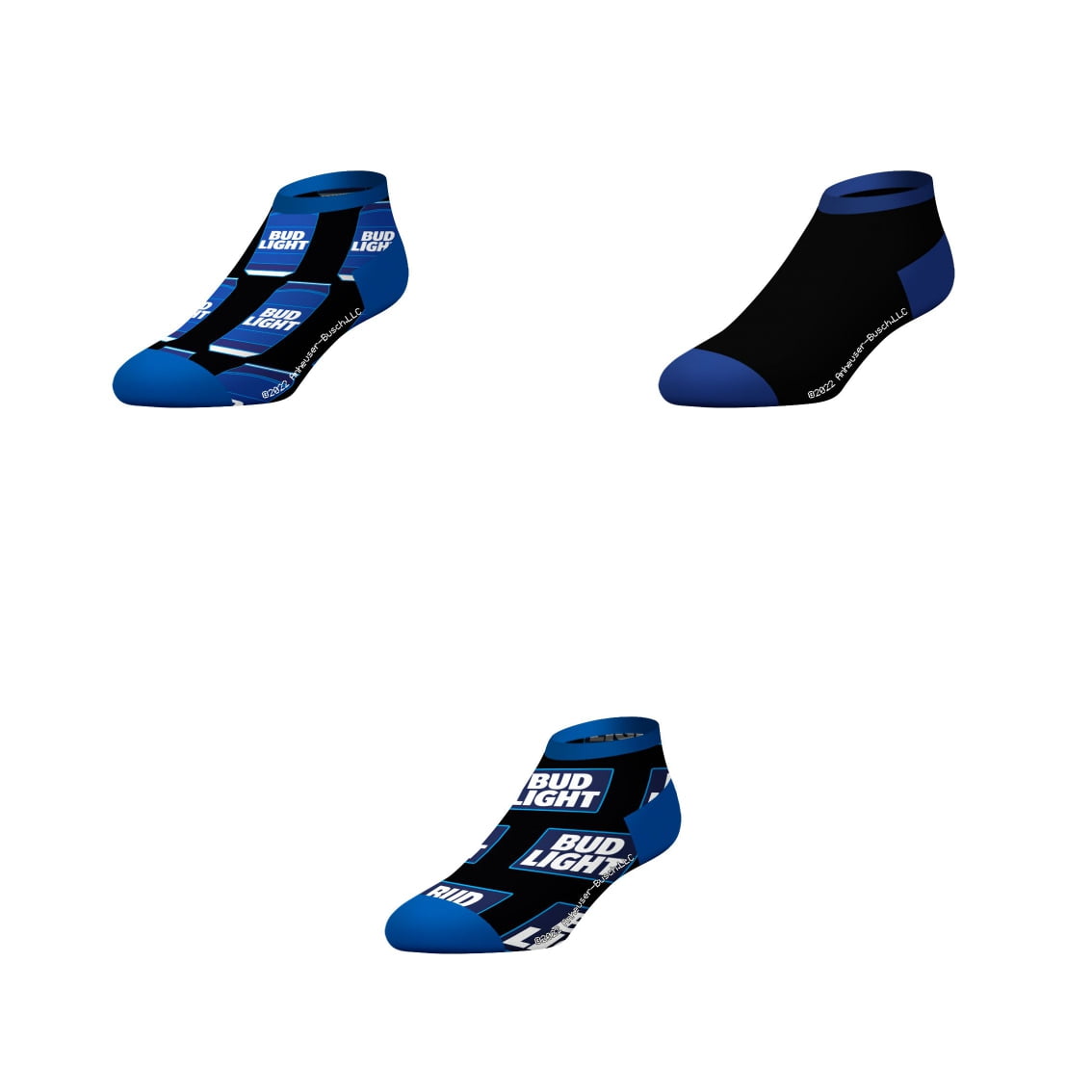 SOCKS BY CRAZYBOXER Bud Light Can And Logo; Low Cut Socks, 3-Pairs