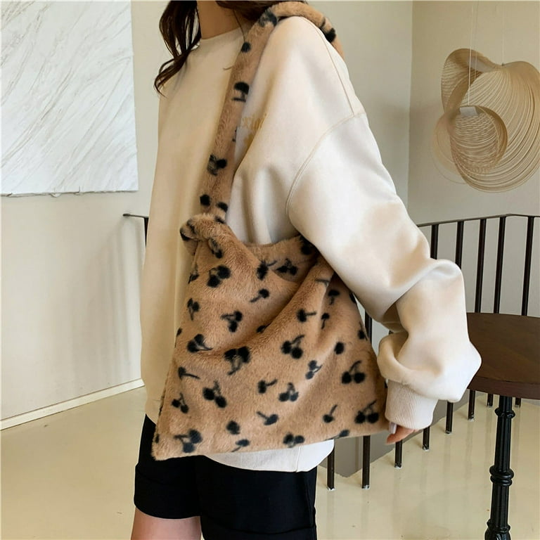 ALLOET Women Winter Fluffy Shoulder Bag Plush Large Handbag Bag