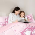 thumbnail image 4 of Castle Fairy Soccer Goal Time King Size Comforter Sets 3pcs, Sport Graffiti Splash Comforters King Size, Pink White,Pink Reversible,1 Comforter and 2 Pillowcases, 4 of 6