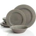 thumbnail image 2 of Mauna 12 Pieces Dinnerware Set, Gray, Crackle Look Decal, Melamine, 2 of 2