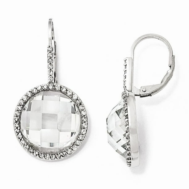 Jewelry Sterling Silver Cubic Zirconia Circle Dangle Earrings