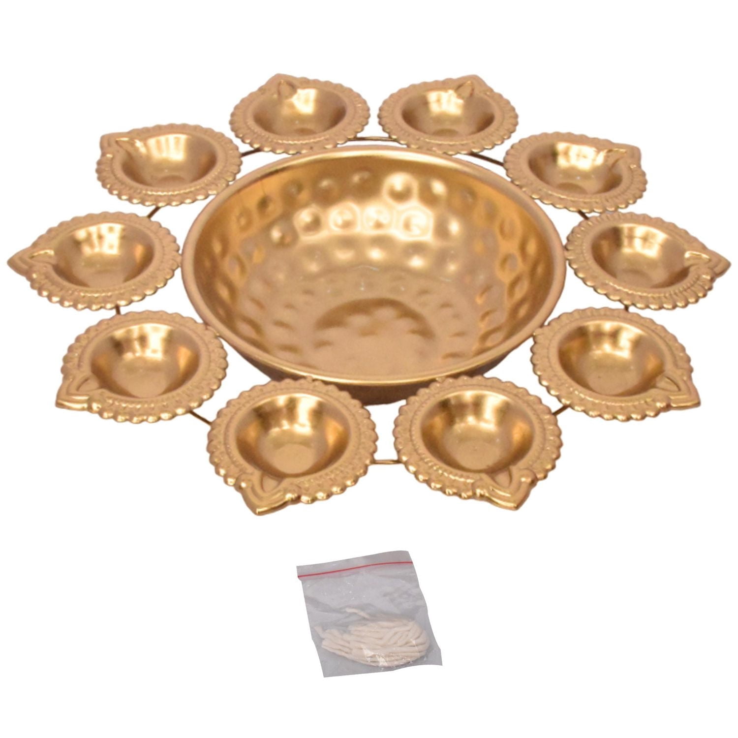 Way to Celebrate Diwali Decoration Metal Urli Bowl Gold Finish 11.75 inch