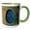 Green/White, variant on 3drose, Abstract Peacock Feather Closeup, 11oz Two-tone Black Mug