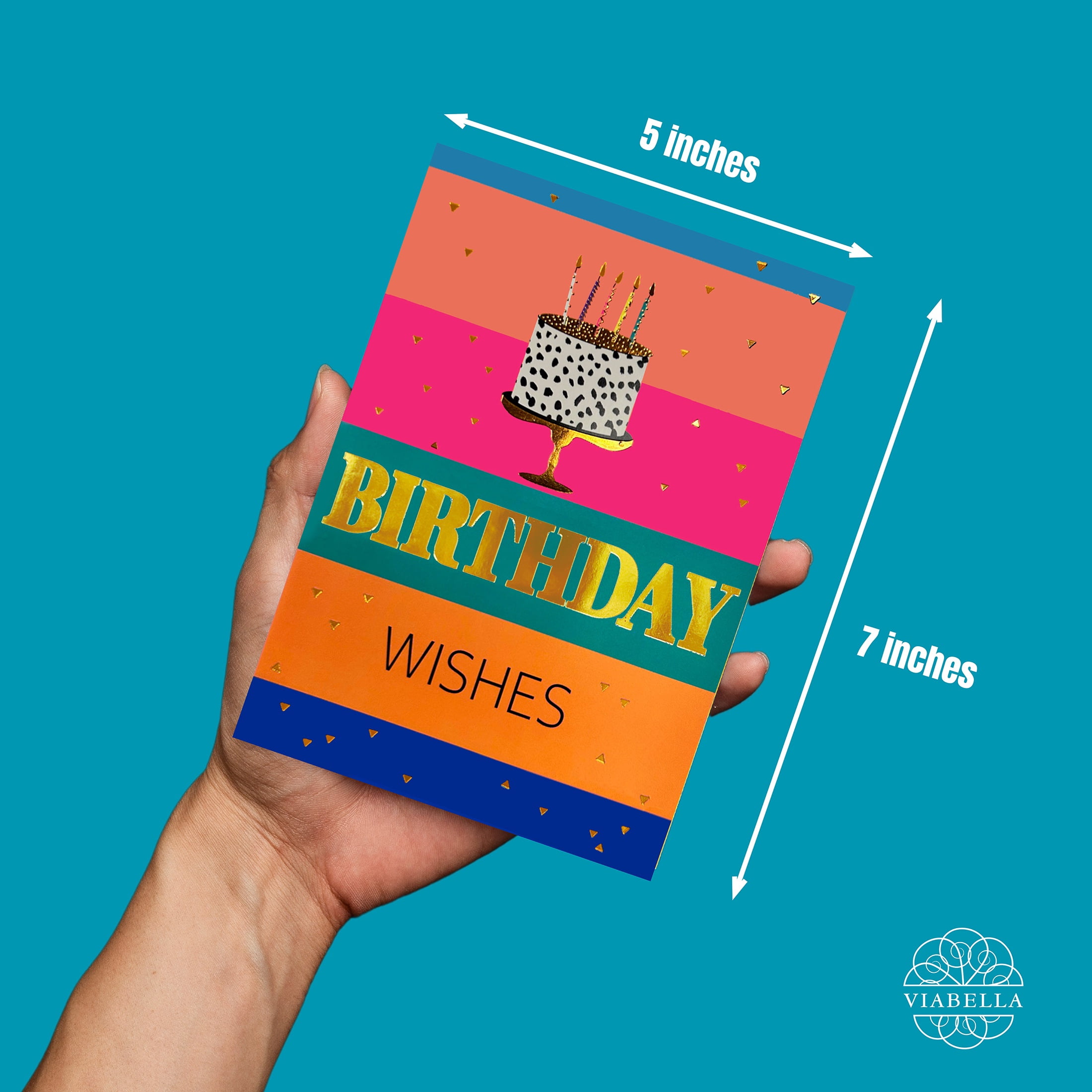 Viabella Birthday Card Leopard Print Cake Multicolor 6-Count 5 x 7 in
