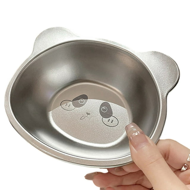 MYG Assiette pour Enfants en Acier Inoxydable, Ensemble de Vaisselle pour Enfants avec Motif en Forme de Panda, Assiette Compartimentée Compatible Lave-Vaisselle pour Dîner Scolaire, Pique-Niques, Camping (4,5*15 cm, Argent)